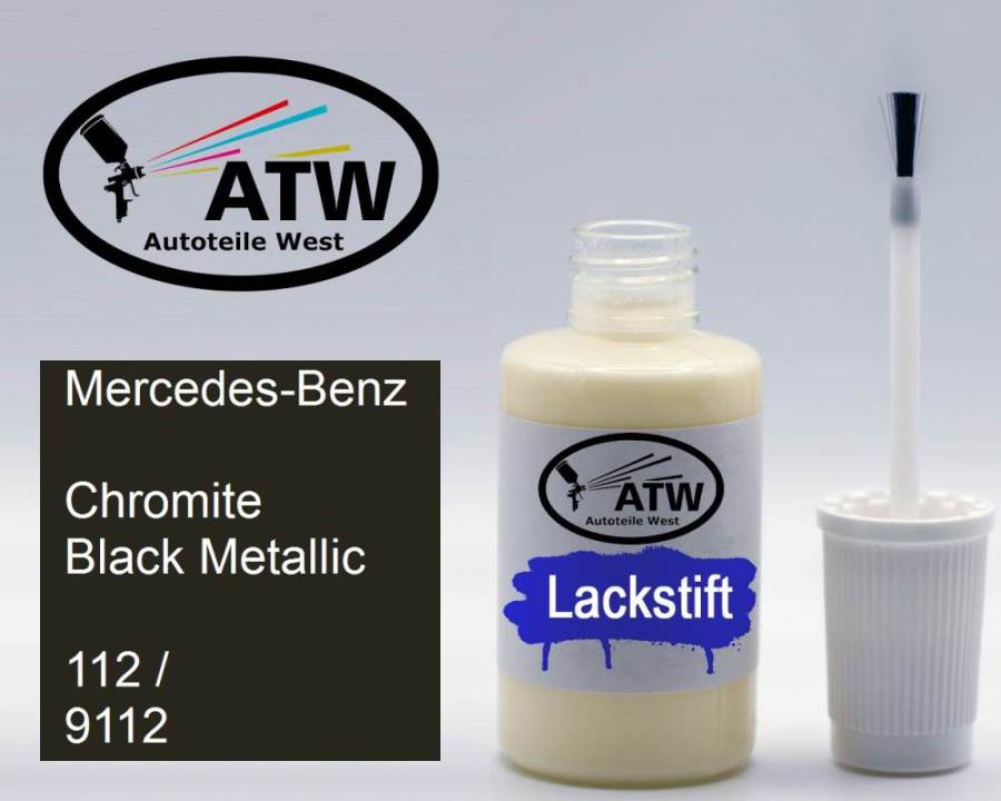 Mercedes-Benz, Chromite Black Metallic, 112 / 9112: 20ml Lackstift, von ATW Autoteile West.